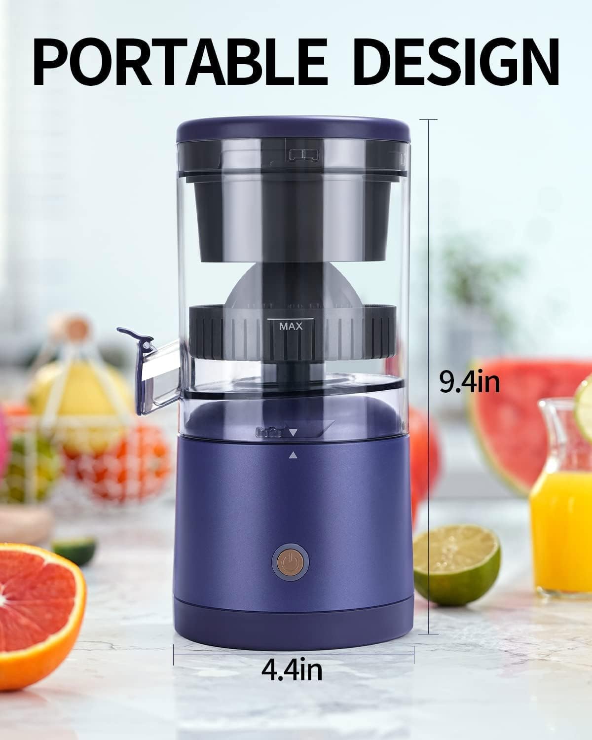 Rechargeable Electric Juicer - Citrus Juicer with Type-c Rechargeable for Orange, Lemon and Grapefruit Juicing. (White-45Watts)