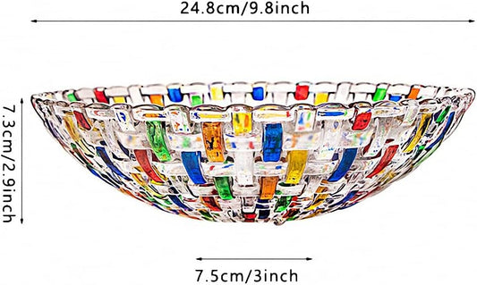 Hand Painted Colorful Woven Glass Crystal Salad & Fruit Bowl Decoration,Centerpiece For Home,Office,Wedding Decor, Fruit, Snack, Dessert, Server