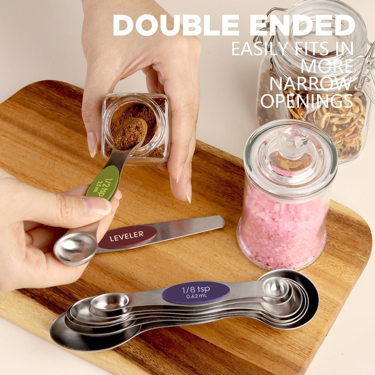 Magnetic Measuring Cups & Spoons Set of 15 with Leveler