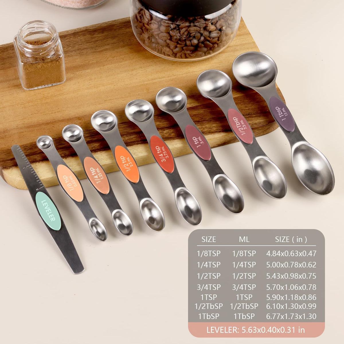 Magnetic Measuring Cups & Spoons Set of 15 with Leveler