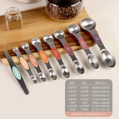 Magnetic Measuring Cups & Spoons Set of 15 with Leveler
