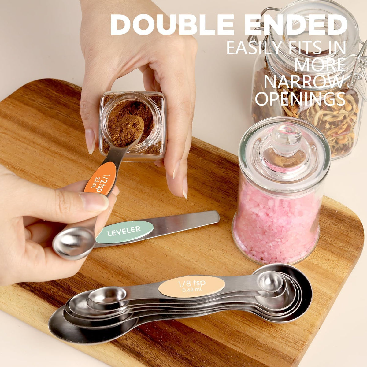 Magnetic Measuring Cups & Spoons Set of 15 with Leveler