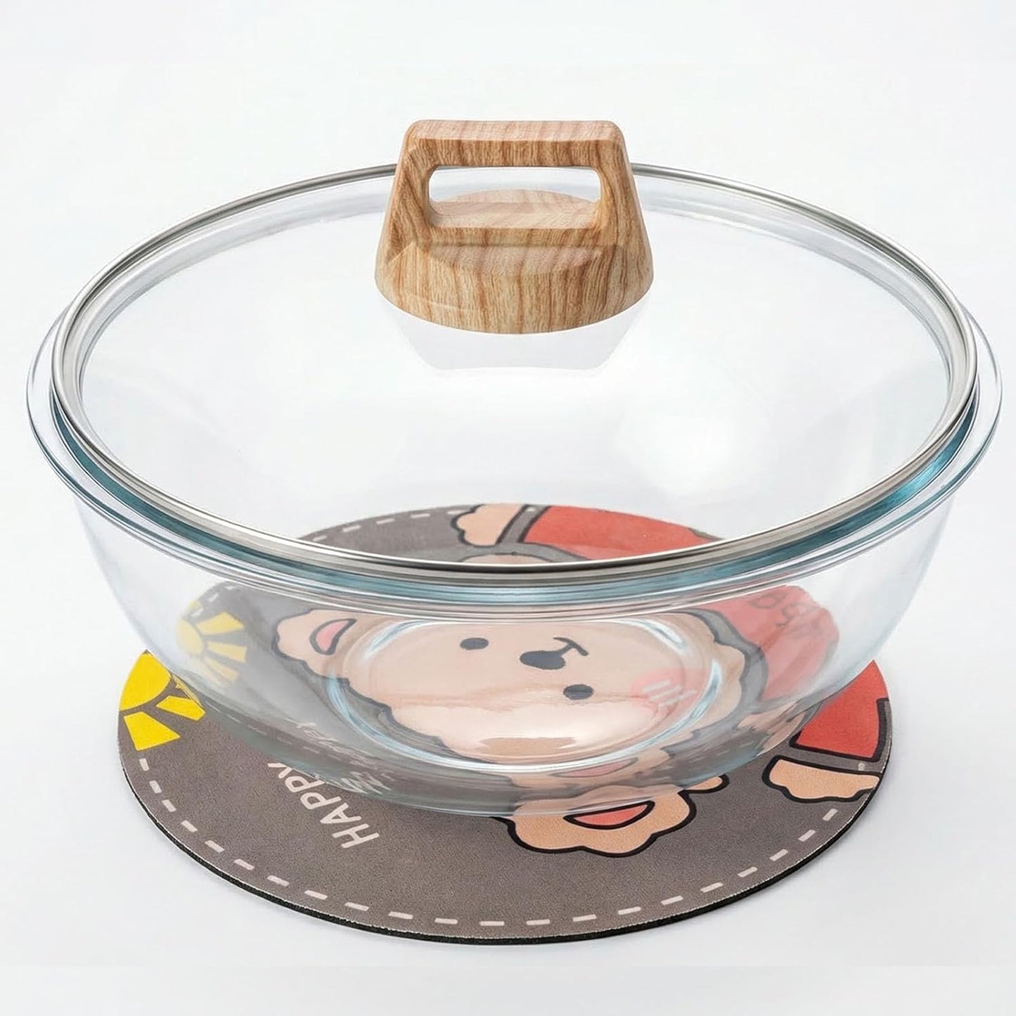 Glass Sourdough Mixing Bowls with Lids, 2-Pack Large Capacity Clear Bowls, 4.76 Quart for Bread Making, Perfect for Mixing, Proofing, Storing Dough