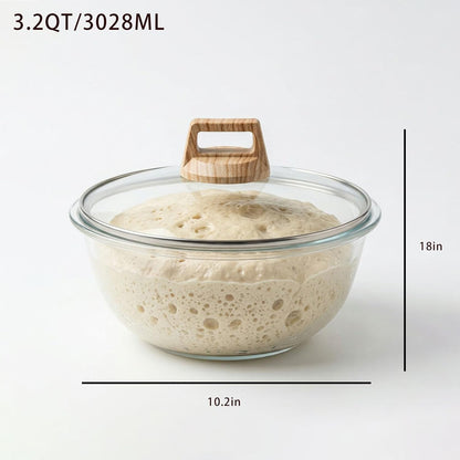 Glass Sourdough Mixing Bowls with Lids, 2-Pack Large Capacity Clear Bowls, 4.76 Quart for Bread Making, Perfect for Mixing, Proofing, Storing Dough