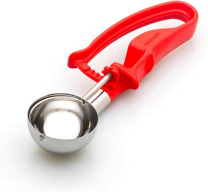 Size 24 RED (1.49 oz.) Best Rated Commercial Food Disher, 1-1/3 oz Disher, Stainless 18-10, Non-Spring Design, 1.5 oz Scoop, Portion Control Scooper, Ice Cream Baller, Potato Salad Scoop