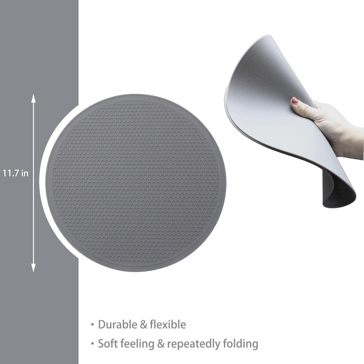 Silicone Microwave Mat - 11.7" x 11.7" - Non-Slip Silicone Trivet, Hot Pot Holder, Jar Opener, Dishwasher Safe