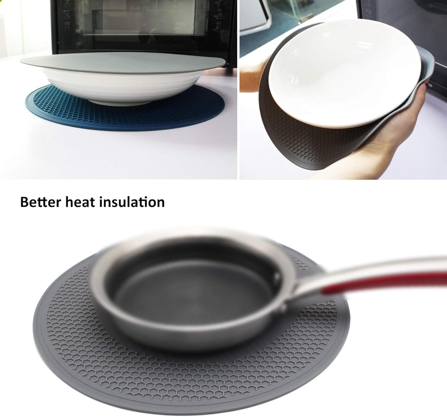 Silicone Microwave Mat - 11.7" x 11.7" - Non-Slip Silicone Trivet, Hot Pot Holder, Jar Opener, Dishwasher Safe