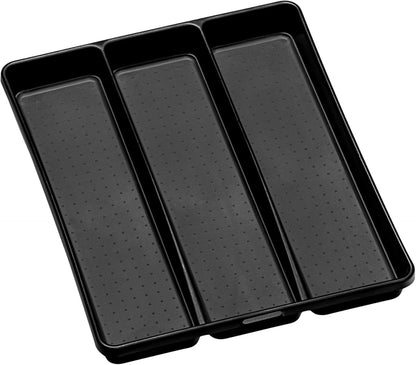 Classic 3 Compartment Utensil Tray, White | non slip feet, rounded corners, soft grip lining, wide channels, spatulas whisks tongs, ladles serving spoons, woman owned
