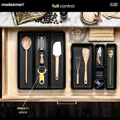 Classic 3 Compartment Utensil Tray, White | non slip feet, rounded corners, soft grip lining, wide channels, spatulas whisks tongs, ladles serving spoons, woman owned