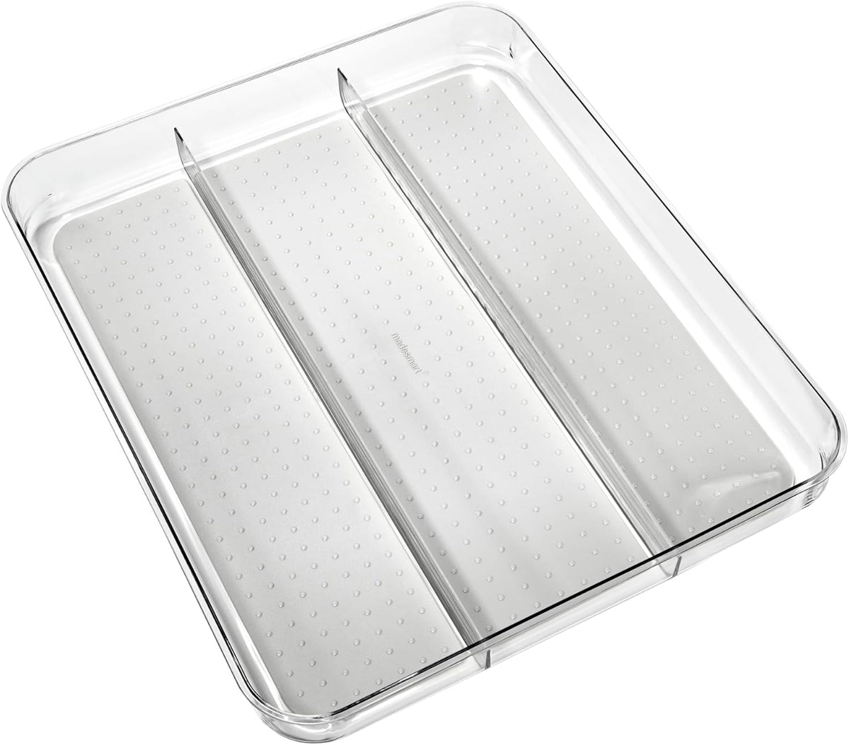Classic 3 Compartment Utensil Tray, White | non slip feet, rounded corners, soft grip lining, wide channels, spatulas whisks tongs, ladles serving spoons, woman owned