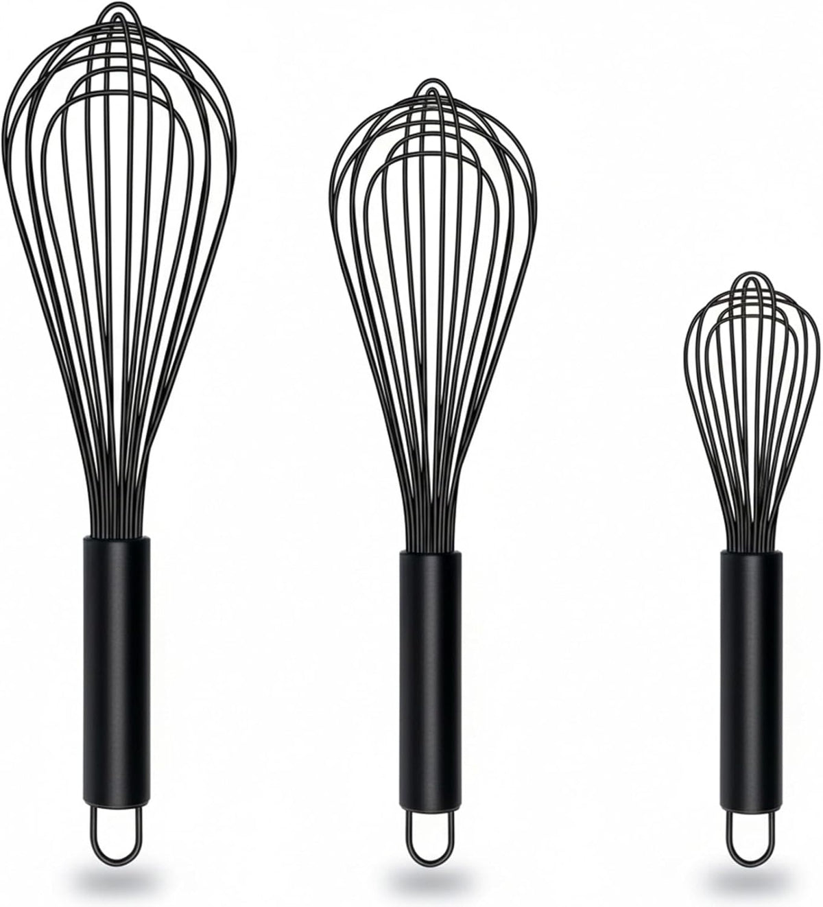 Silicone Whisk Set, Stainless Steel Handle, Heat Resistant Nonstick