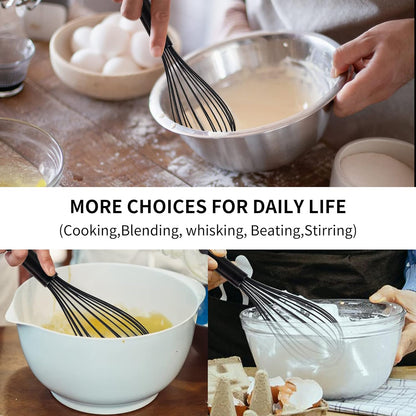 Silicone Whisk Set, Stainless Steel Handle, Heat Resistant Nonstick