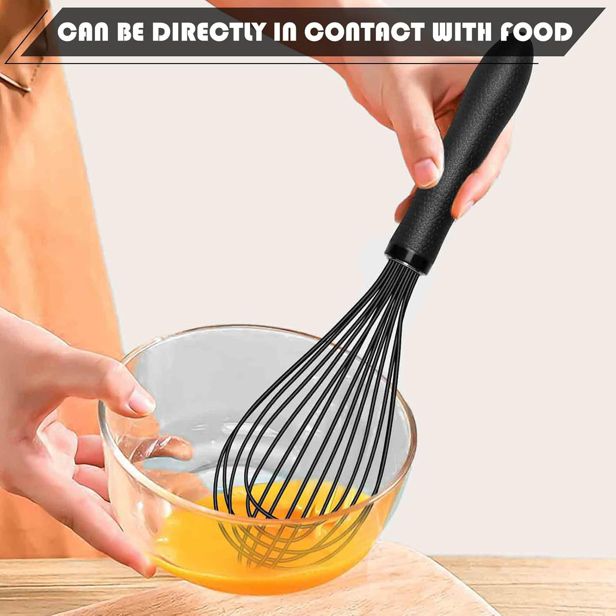 Silicone Whisk Set, Stainless Steel Handle, Heat Resistant Nonstick