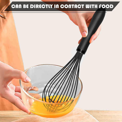 Silicone Whisk Set, Stainless Steel Handle, Heat Resistant Nonstick