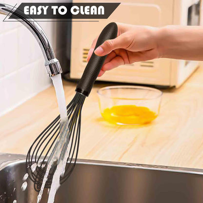 Silicone Whisk Set, Stainless Steel Handle, Heat Resistant Nonstick
