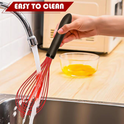 Silicone Whisk Set, Stainless Steel Handle, Heat Resistant Nonstick