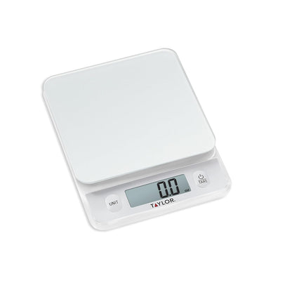 Glass Top Food Scale with Touch Controls, 11 lb Capacity, Sleek Silver Design, Accurate and Easy-to-Use Scale for Cooking and Baking