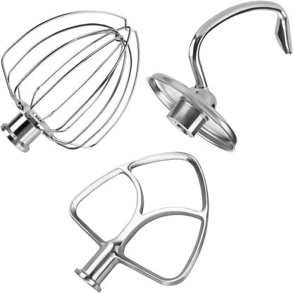 K45WW 6-Wire Whip for KitchenAid 4.5-5 Quart Tilt-Head Stand Mixers Artisan Series & Classic Series - Stainless Steel Attachment Egg Cream Stirrer - Cakes Mayonnaise Whisk - Dishwasher Safe