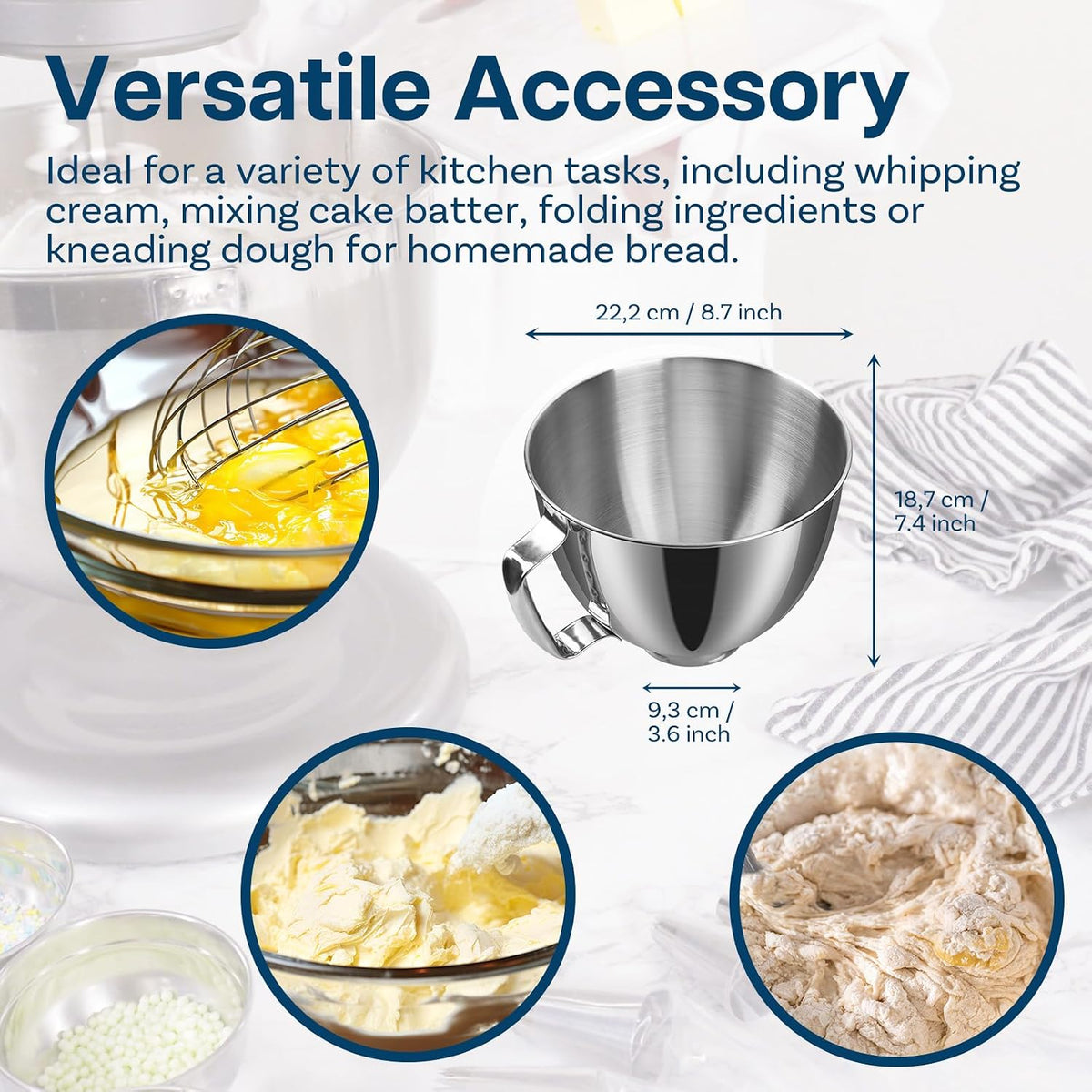 K45WW 6-Wire Whip for KitchenAid 4.5-5 Quart Tilt-Head Stand Mixers Artisan Series & Classic Series - Stainless Steel Attachment Egg Cream Stirrer - Cakes Mayonnaise Whisk - Dishwasher Safe