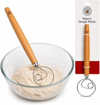 Baking Company Baker’s Dough Whisk, Single-Loop, 18/8 Stainless Steel, For Mixing Bread, Sourdough, Pizza, And Cookie Dough