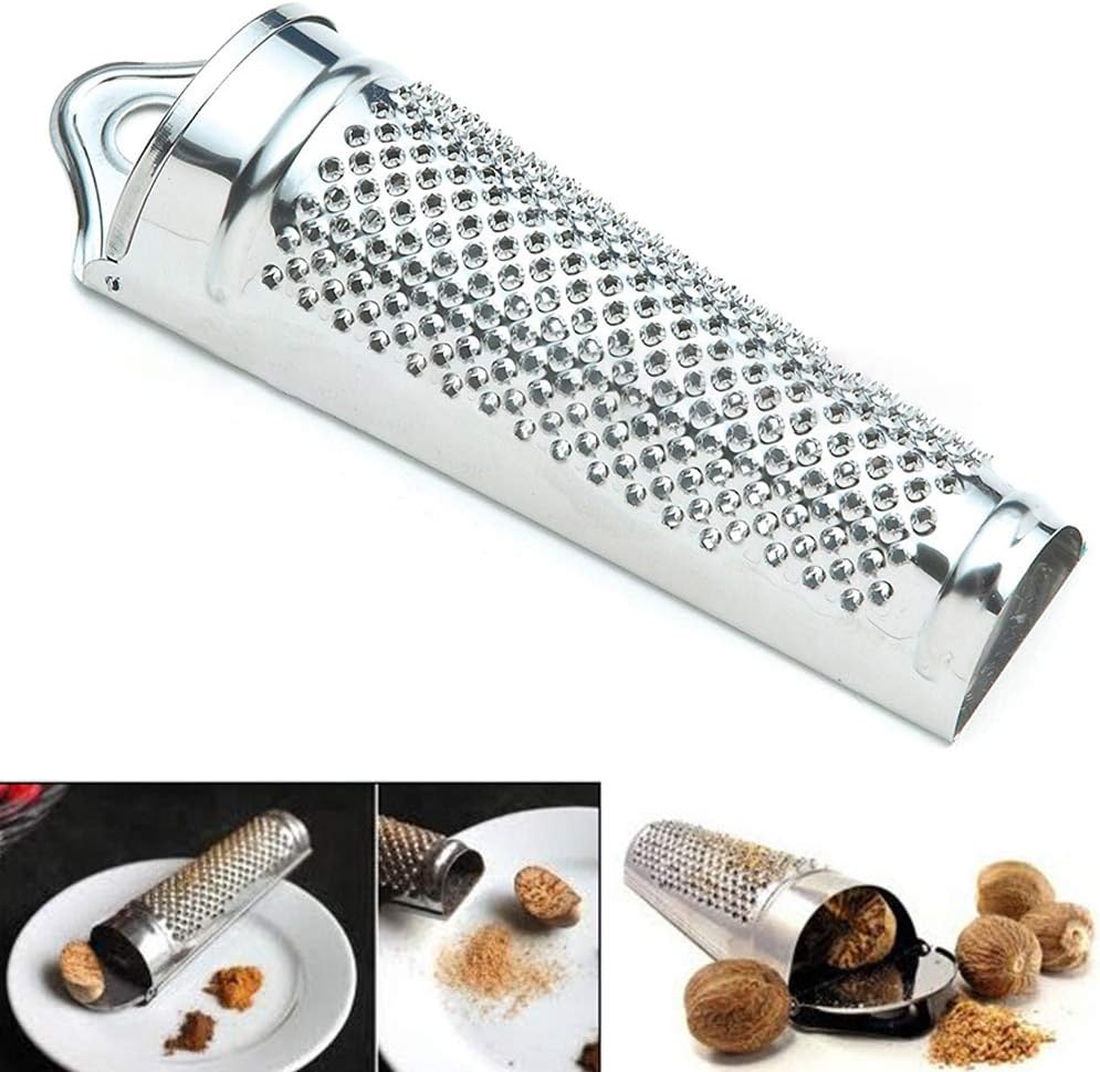 Nutmeg Grater Stainless Steel Upgraded Lemon Zester & Cheese Grater, Ginger Garlic Nut Walnut Lemon Hand Planer Tool Professional Kitchen Tool(COLOR:Silver)