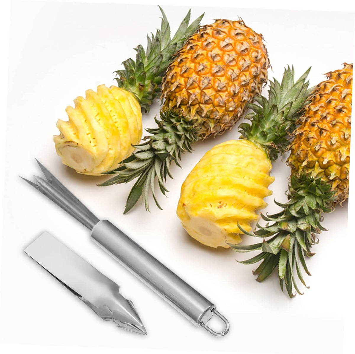 6 Pcs Stainless Steel Pineapple Corer and Slicer Efficient Pineapple Peeler and Cutter for Pineapple Chunks at Home Silver