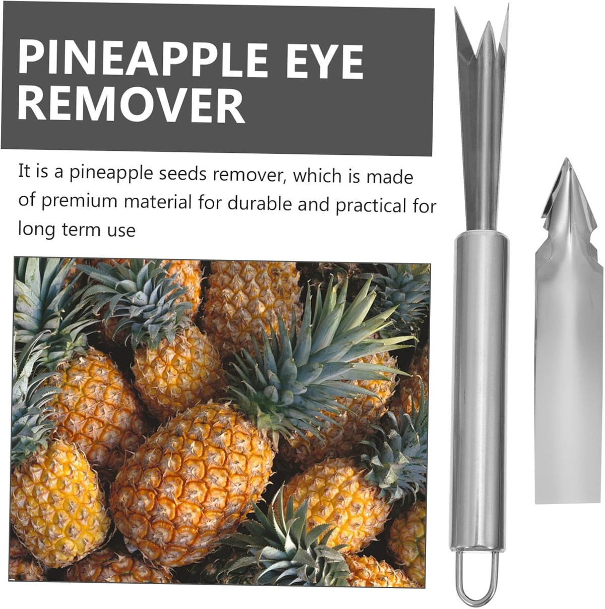 6 Pcs Stainless Steel Pineapple Corer and Slicer Efficient Pineapple Peeler and Cutter for Pineapple Chunks at Home Silver