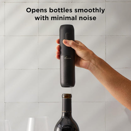 Electric Corkscrew Wine Opener - Push Button Automatic Bottle Opener, Compact Design, Opens Bottles Quietly, Stores Vertically or Horizontally