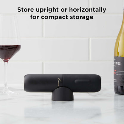 Electric Corkscrew Wine Opener - Push Button Automatic Bottle Opener, Compact Design, Opens Bottles Quietly, Stores Vertically or Horizontally