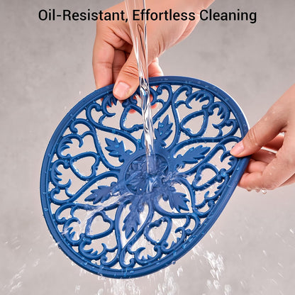 6 Set Silicone Trivet Mats for Hot Dishes Pots and Pans (Black) | Heat Resistant Pots and Pans Holders, Non-Slip Flexible Pads Coasters for Countertops Table, Modern Kitchen Decor Accessories