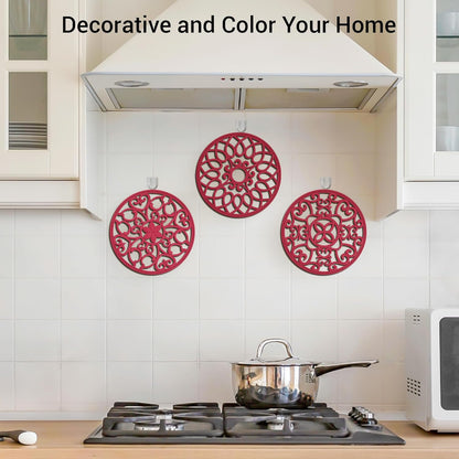 6 Set Silicone Trivet Mats for Hot Dishes Pots and Pans (Black) | Heat Resistant Pots and Pans Holders, Non-Slip Flexible Pads Coasters for Countertops Table, Modern Kitchen Decor Accessories