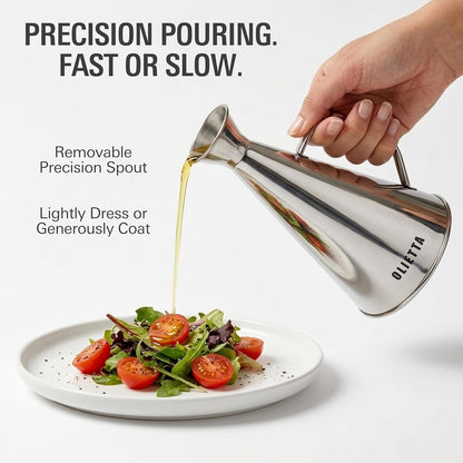 Olive Oil Dispenser Bottle, Stainless Steel Non-Drip Pourer 17 fl oz | Food-Grade Oil Bottle, Dishwasher-Safe, Light-Blocking Keeps Oil Fresh, Leakproof Drizzler for Cooking and Vinegar
