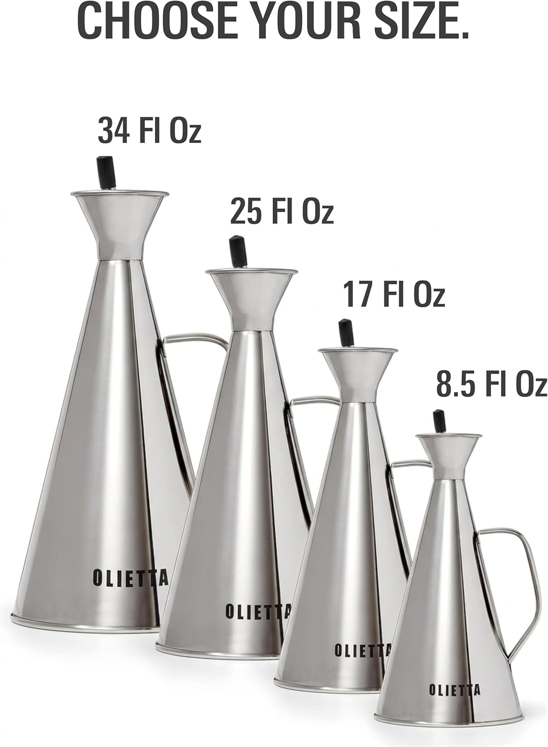 Olive Oil Dispenser Bottle, Stainless Steel Non-Drip Pourer 17 fl oz | Food-Grade Oil Bottle, Dishwasher-Safe, Light-Blocking Keeps Oil Fresh, Leakproof Drizzler for Cooking and Vinegar