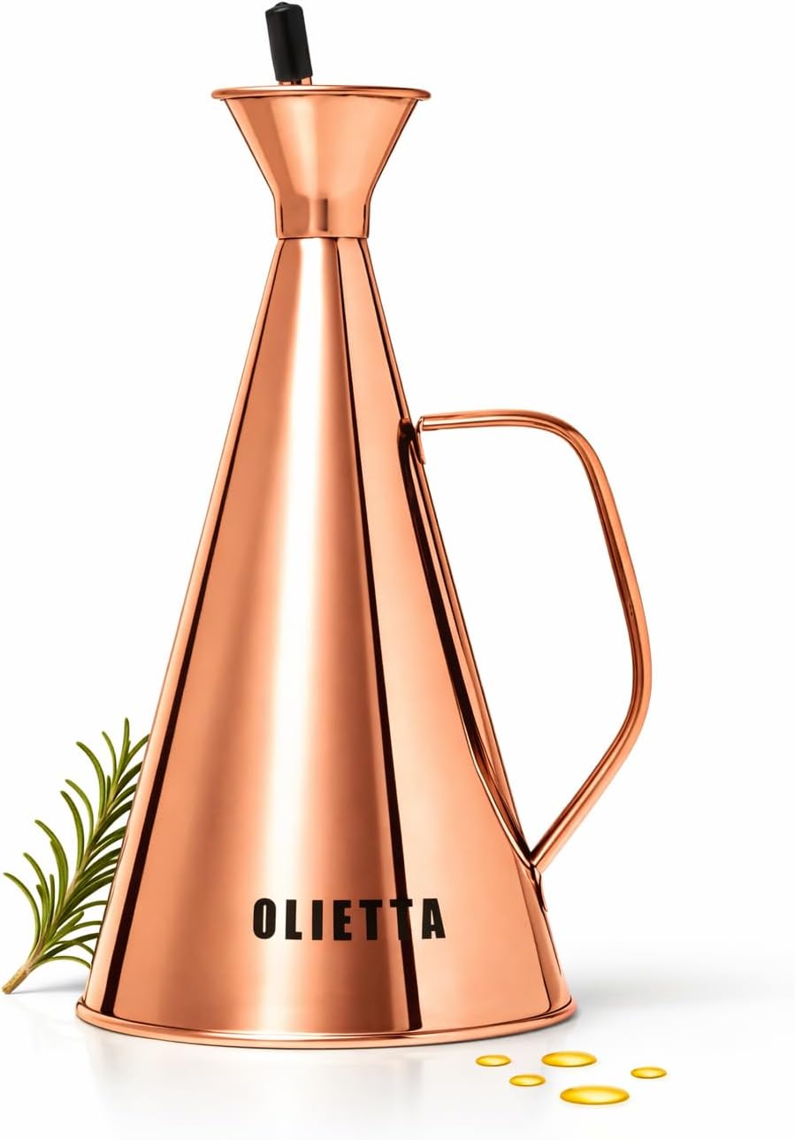 Olive Oil Dispenser Bottle, Stainless Steel Non-Drip Pourer 17 fl oz | Food-Grade Oil Bottle, Dishwasher-Safe, Light-Blocking Keeps Oil Fresh, Leakproof Drizzler for Cooking and Vinegar