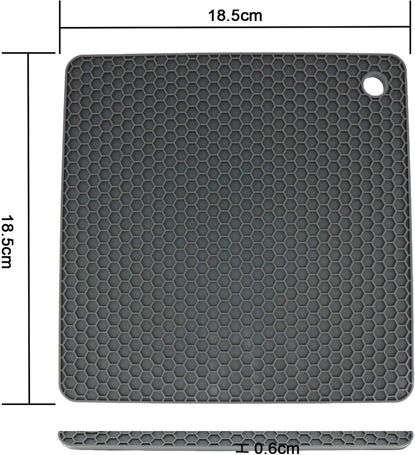 Silicone Trivets for Hot Dishes, Pots and Pans, Hot Pads for Kitchen, Dark Grey Silicone Pot Holders Mats for Kitchen Quartz Counter Heat Resistant Mat, Flexible Trivet Mat Set 4
