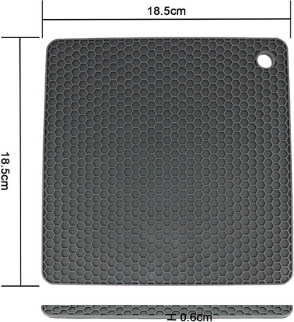 Silicone Trivets for Hot Dishes, Pots and Pans, Hot Pads for Kitchen, Dark Grey Silicone Pot Holders Mats for Kitchen Quartz Counter Heat Resistant Mat, Flexible Trivet Mat Set 4