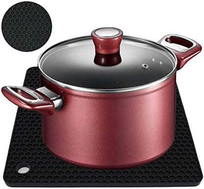 Silicone Trivets for Hot Dishes, Pots and Pans, Hot Pads for Kitchen, Dark Grey Silicone Pot Holders Mats for Kitchen Quartz Counter Heat Resistant Mat, Flexible Trivet Mat Set 4