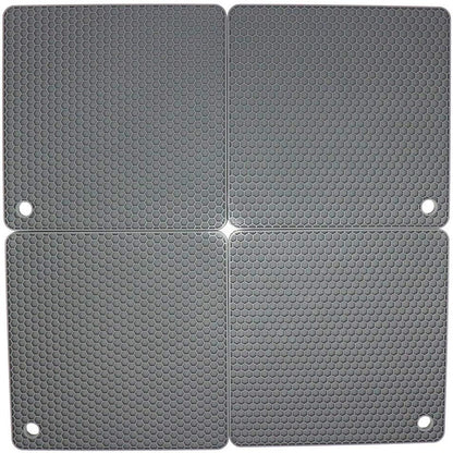 Silicone Trivets for Hot Dishes, Pots and Pans, Hot Pads for Kitchen, Dark Grey Silicone Pot Holders Mats for Kitchen Quartz Counter Heat Resistant Mat, Flexible Trivet Mat Set 4