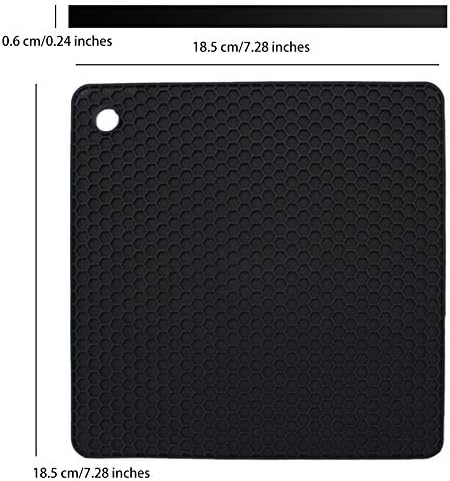 Silicone Trivets for Hot Dishes, Pots and Pans, Hot Pads for Kitchen, Dark Grey Silicone Pot Holders Mats for Kitchen Quartz Counter Heat Resistant Mat, Flexible Trivet Mat Set 4