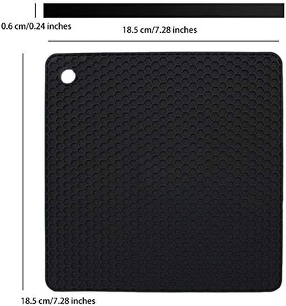 Silicone Trivets for Hot Dishes, Pots and Pans, Hot Pads for Kitchen, Dark Grey Silicone Pot Holders Mats for Kitchen Quartz Counter Heat Resistant Mat, Flexible Trivet Mat Set 4