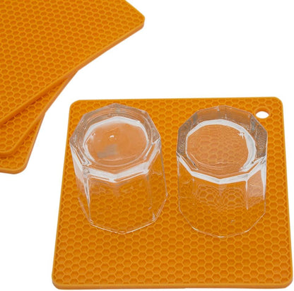 Silicone Trivets for Hot Dishes, Pots and Pans, Hot Pads for Kitchen, Dark Grey Silicone Pot Holders Mats for Kitchen Quartz Counter Heat Resistant Mat, Flexible Trivet Mat Set 4