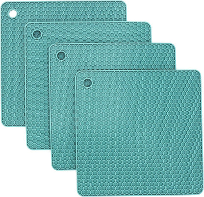 Silicone Trivets for Hot Dishes, Pots and Pans, Hot Pads for Kitchen, Dark Grey Silicone Pot Holders Mats for Kitchen Quartz Counter Heat Resistant Mat, Flexible Trivet Mat Set 4