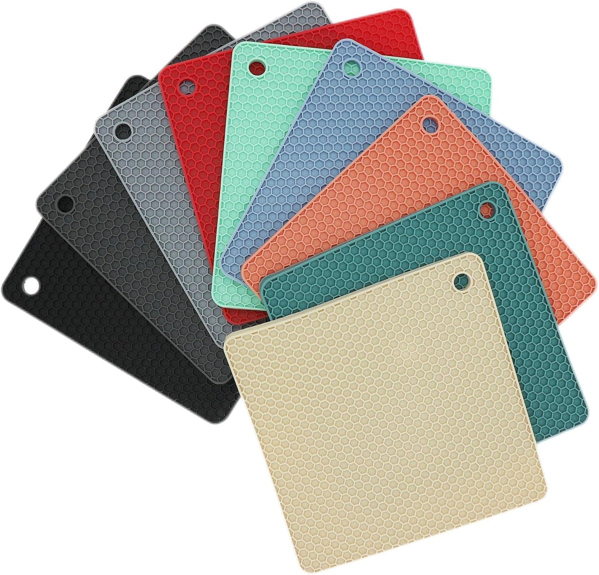 Silicone Trivets for Hot Dishes, Pots and Pans, Hot Pads for Kitchen, Dark Grey Silicone Pot Holders Mats for Kitchen Quartz Counter Heat Resistant Mat, Flexible Trivet Mat Set 4
