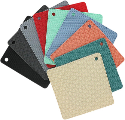 Silicone Trivets for Hot Dishes, Pots and Pans, Hot Pads for Kitchen, Dark Grey Silicone Pot Holders Mats for Kitchen Quartz Counter Heat Resistant Mat, Flexible Trivet Mat Set 4