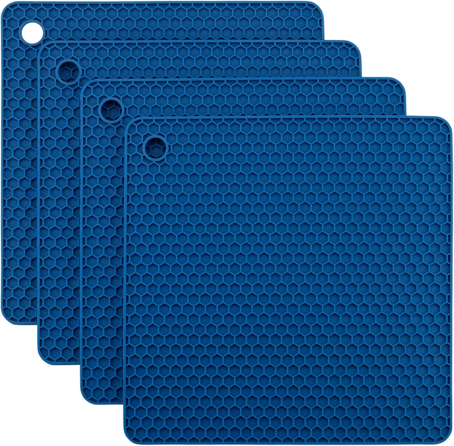 Silicone Trivets for Hot Dishes, Pots and Pans, Hot Pads for Kitchen, Dark Grey Silicone Pot Holders Mats for Kitchen Quartz Counter Heat Resistant Mat, Flexible Trivet Mat Set 4