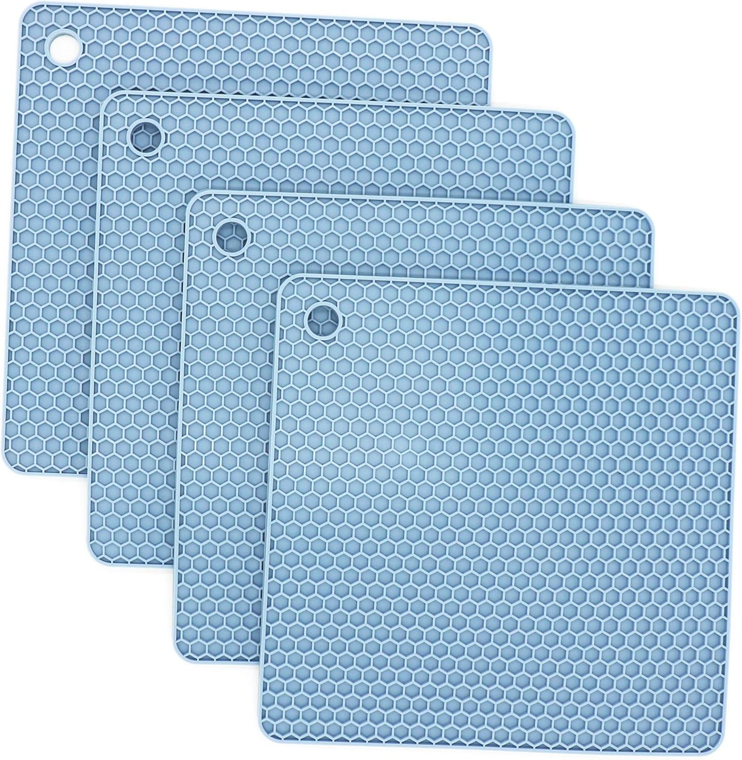 Silicone Trivets for Hot Dishes, Pots and Pans, Hot Pads for Kitchen, Dark Grey Silicone Pot Holders Mats for Kitchen Quartz Counter Heat Resistant Mat, Flexible Trivet Mat Set 4