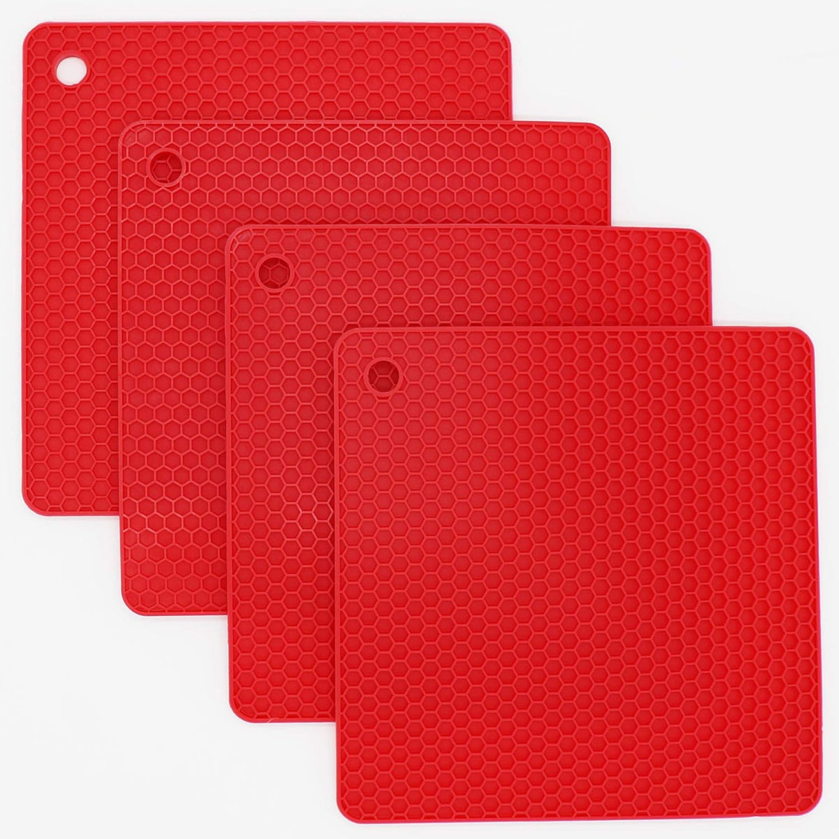 Silicone Trivets for Hot Dishes, Pots and Pans, Hot Pads for Kitchen, Dark Grey Silicone Pot Holders Mats for Kitchen Quartz Counter Heat Resistant Mat, Flexible Trivet Mat Set 4