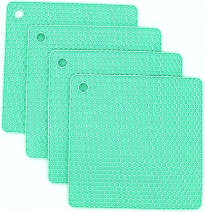 Silicone Trivets for Hot Dishes, Pots and Pans, Hot Pads for Kitchen, Dark Grey Silicone Pot Holders Mats for Kitchen Quartz Counter Heat Resistant Mat, Flexible Trivet Mat Set 4
