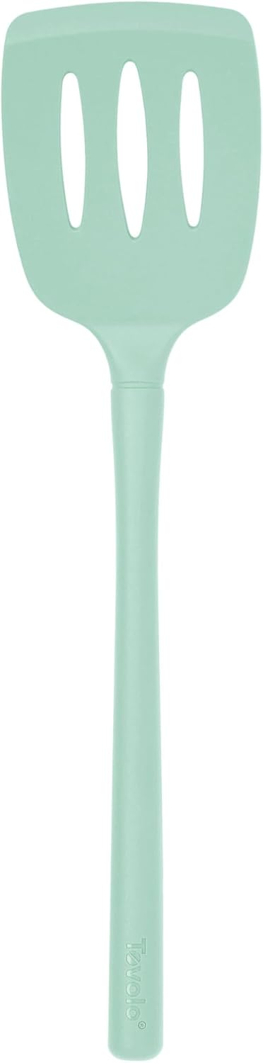 Flex Core Silicone Slotted Turner Spatula Kitchen Utensil for Flipping Eggs Burgers Pancakes and More, Easy Clean Dishwasher Safe BPA Free Silicone Flipper Heat Resistant, Charcoal Gray