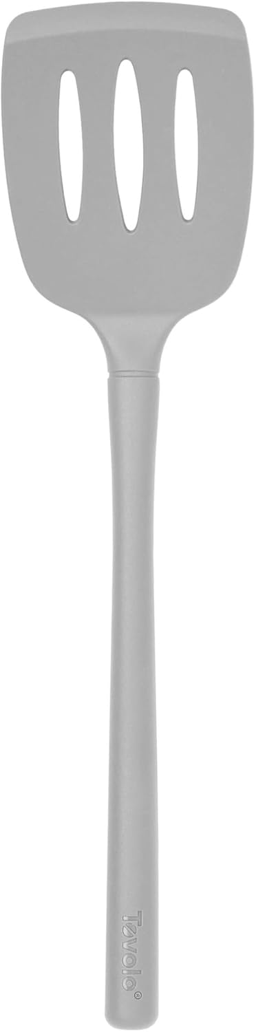 Flex Core Silicone Slotted Turner Spatula Kitchen Utensil for Flipping Eggs Burgers Pancakes and More, Easy Clean Dishwasher Safe BPA Free Silicone Flipper Heat Resistant, Charcoal Gray